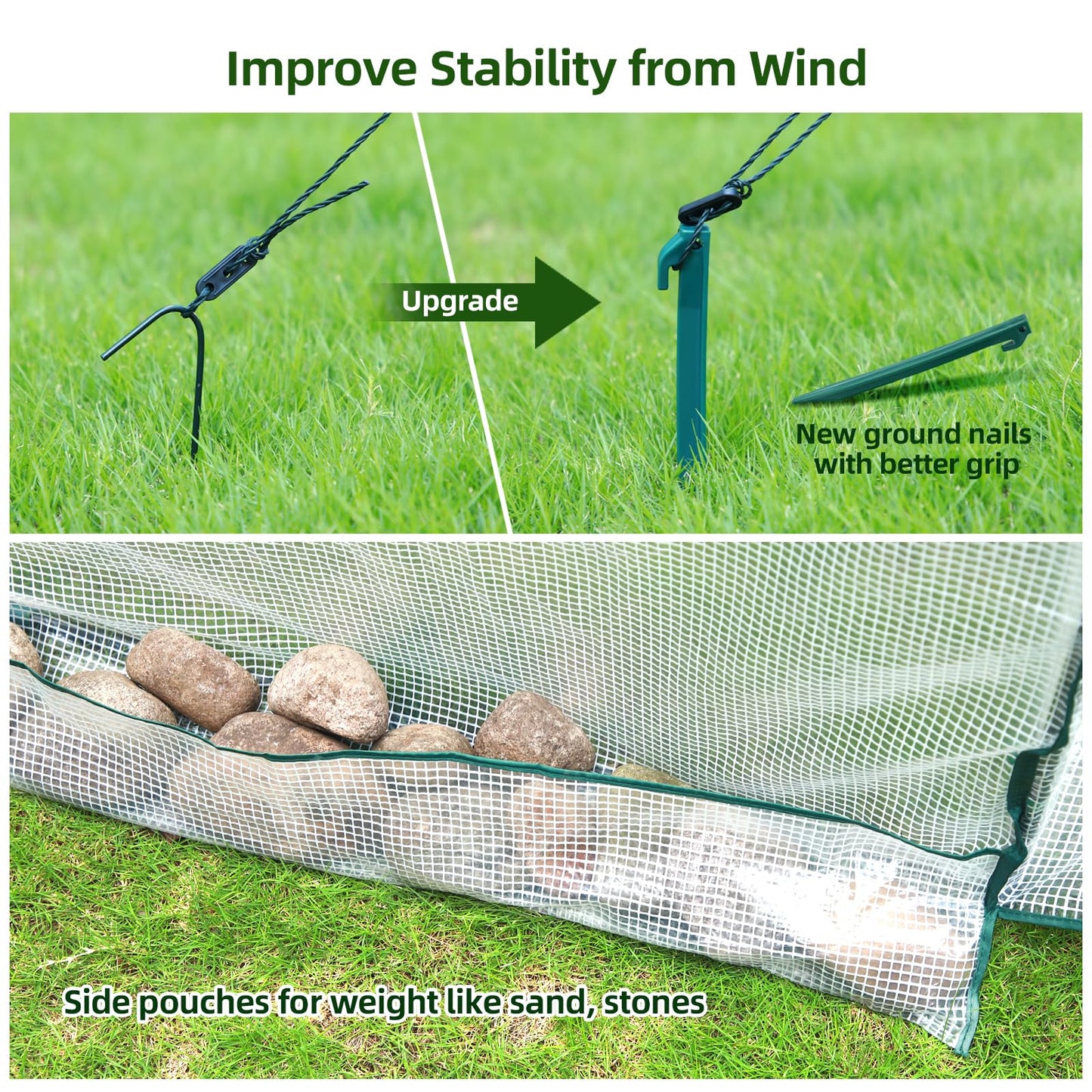 Ohuhu Portable Tunnel Greenhouse Outdoor: Heavy Duty Walk in Green House with Mesh Windows Durable Plastic PE Cover for Outside, 5.9x5.9x6.6 FT, White