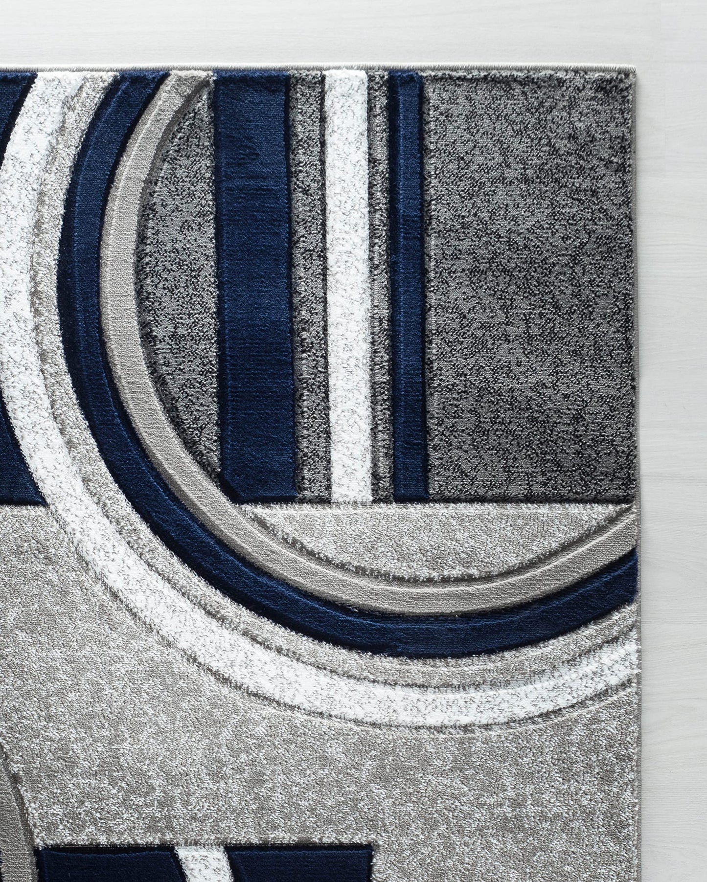GLORY RUGS Area Rug Modern Soft Hand Carved Contemporary Floor Carpet with Premium Fluffy Texture for Indoor Living Dining Room and Bedroom Area (5x7, Navy)