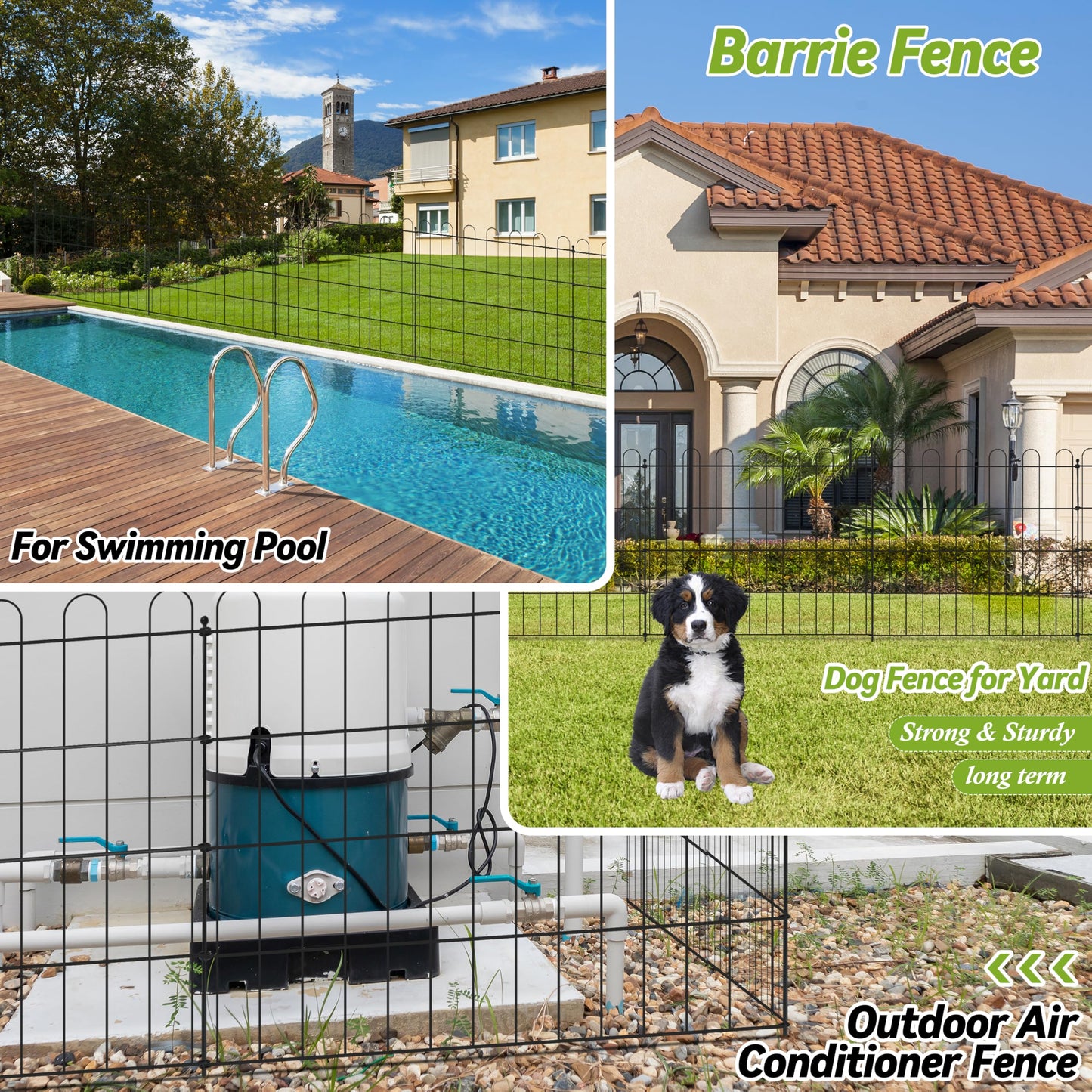 Sunnyglade 10 Panels No Dig Decorative Outdoor Garden Fence for Yard, 24in(H) X 25 ft(L) Animal Barrier Fencing Rustproof Metal Wire Panel Border for Dog, Rabbits or Any Small-Bodied Animal