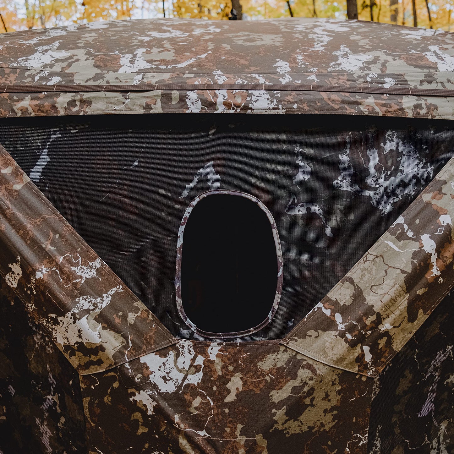 Barronett Blinds® Pentagon™ Heavy-Duty, Portable Hunting Blind, 5-Sided Hub Blind, 600 Denier Fabric, Low Profile Windows, 4-Person, Crater™ Harvest, 72” x 96” x 96”, PTHD550CH