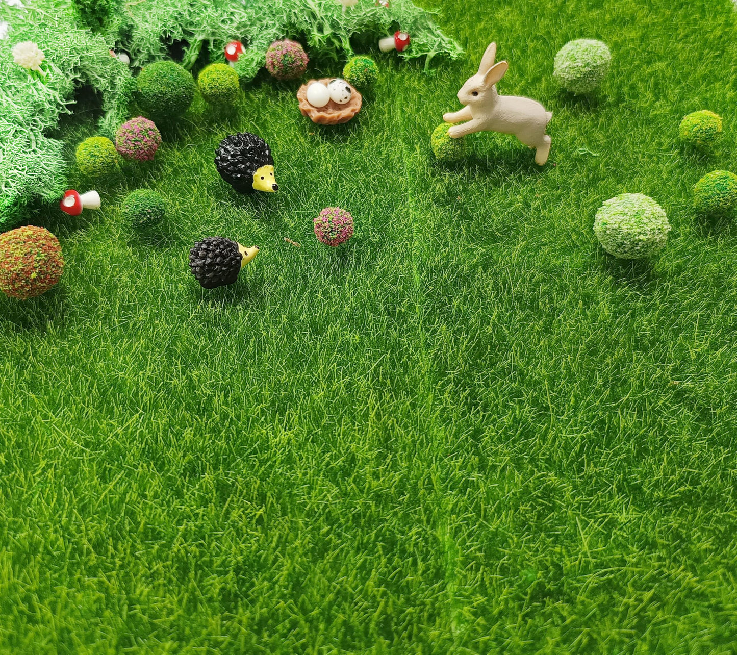 QuarenDen Miniature Garden Accessories, 36Pcs, 6in x 6in Fairy Artificial Grass, Fake Moss, Mini Fairy Garden Grass, Fairy Garden kit for Dollhouse Decoration Plant House Decor