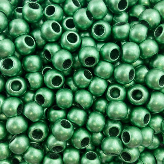400 Acrylic Large Hole Beads for Crafts 8mm x 10mm Acrylic Barrel Beads with 4.8mm Large Hole, Matte Green