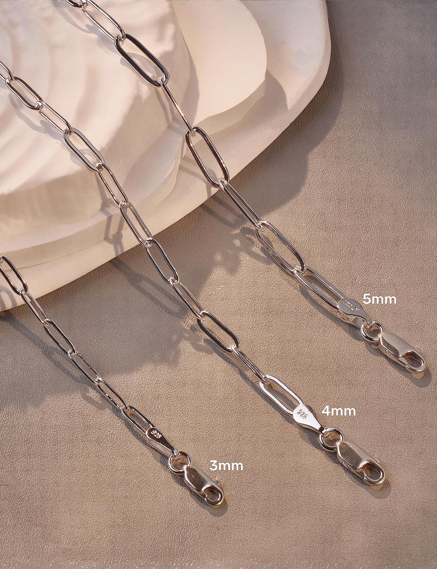 ASDULL 925 Sterling Silver Paperclip Bracelets 3mm Silver Bracelets for women Paperclip Chain Bracelet for men 7 Inches