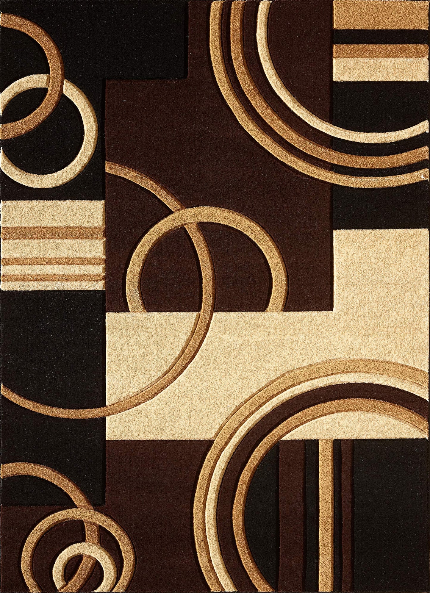 GLORY RUGS Area Rug Modern Soft Hand Carved Contemporary Floor Carpet with Premium Fluffy Texture for Indoor Living Dining Room and Bedroom Area (Brown, 5x7)