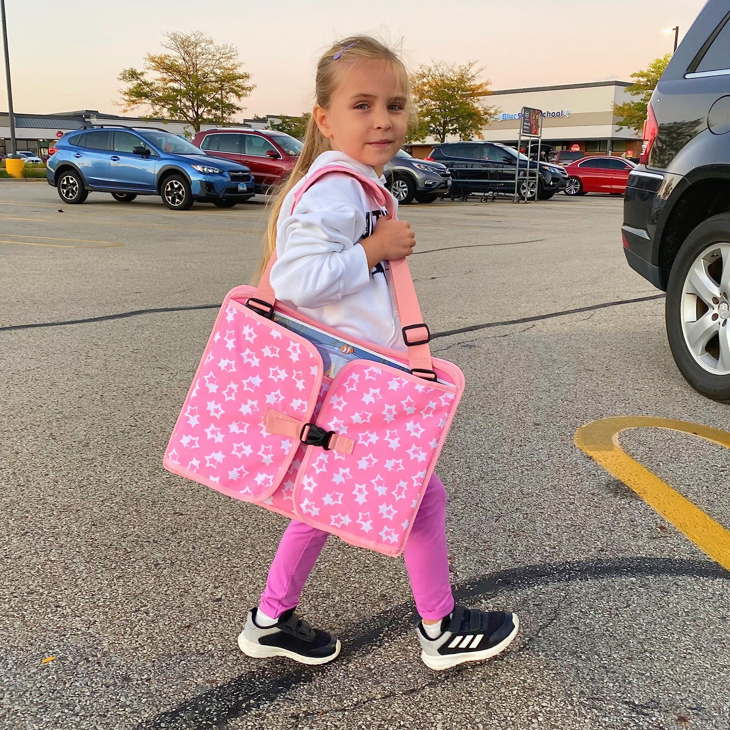 MENZOKE Kids Travel Tray for Toddler Car Seat, Road Trip Activities for Kids with iPad Holder Stand & Dry Erase Board, Road Trip Essentials Accessories Lap Tray as Travel Gifts for Kid, Pink