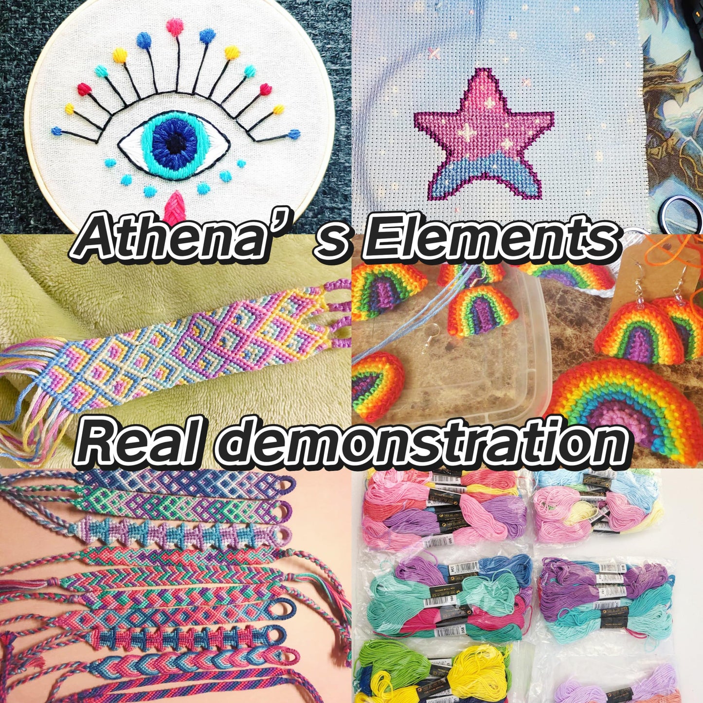 Athena’s Elements Embroidery Floss | Rainbow Thread for Embroidery, Cross Stitch Thread, Crafting Arts Embroidery Strings Bulk with Needles Plus White and Black Floss（447 Colors）