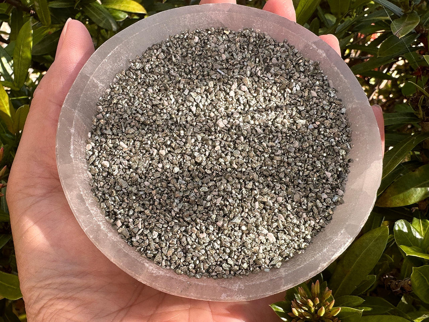 Pyrite Sand Chips – Natural Mini Pyrite Sand Stones, Crushed Undrilled Pyrite Sand, Semi-Tumbled Genuine Pyrite Sand (1 lb Bulk)
