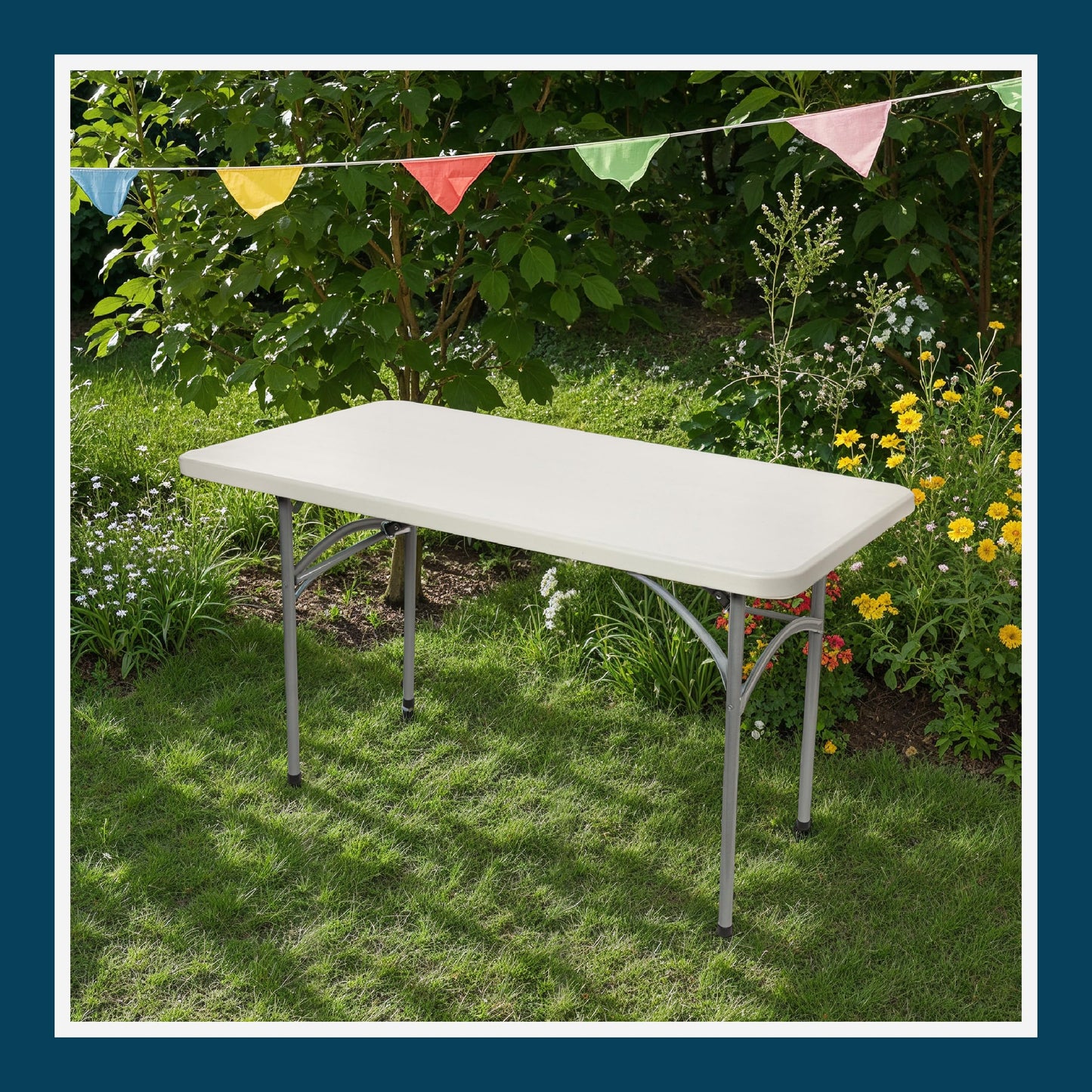 OEF Furnishings OEFBT2448 Utility Series Heavy-Duty Premium Commercial-Grade Indoor/Outdoor Folding Table (24 x 48 in, Rectangular, Speckled Gray Top/Gray Frame)