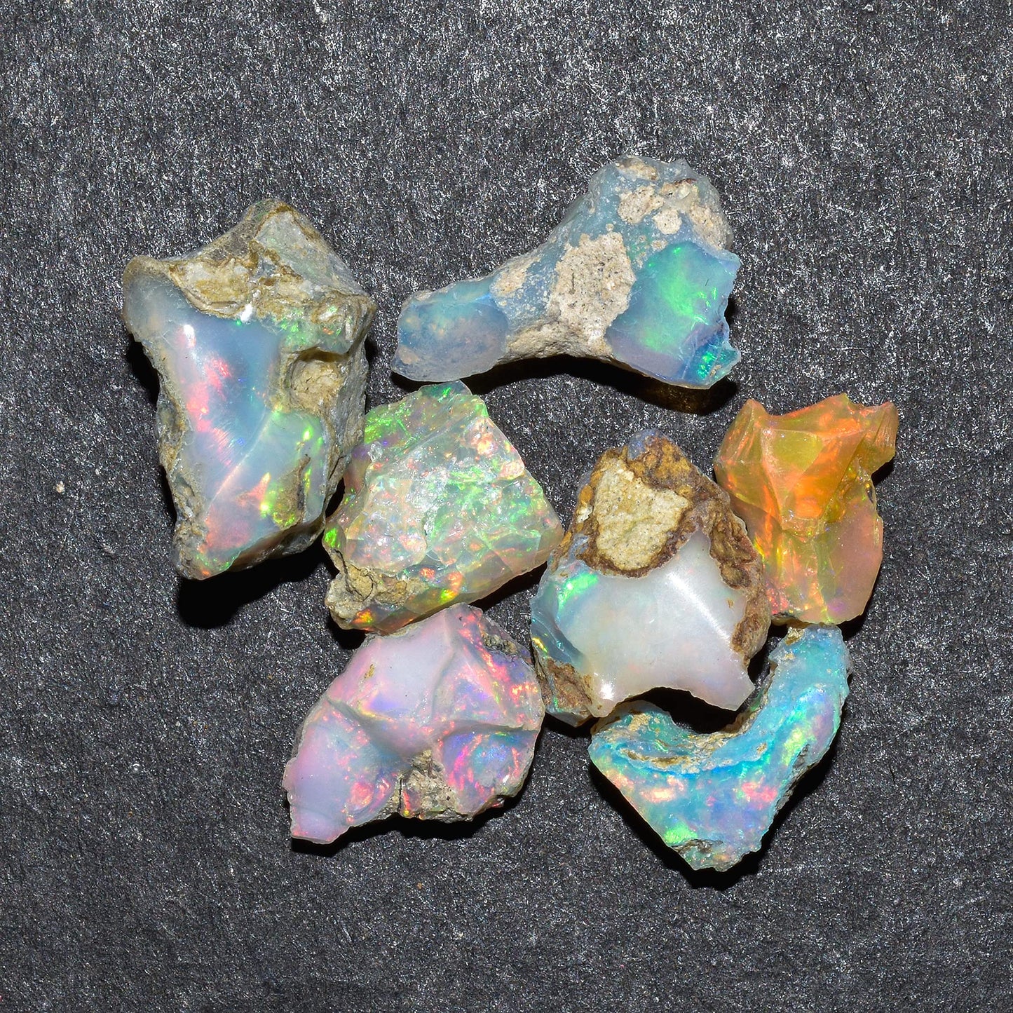 QNAVIC 7pcs AA+ Natural Raw Ultra Mix Fire Ethiopian Opal Rough Gemstone, Chakra Healing Crystal, Rough Crystals and Gemstone, October Birthstone, Jewelry Making, Birthday Gifts, DIY Crafts