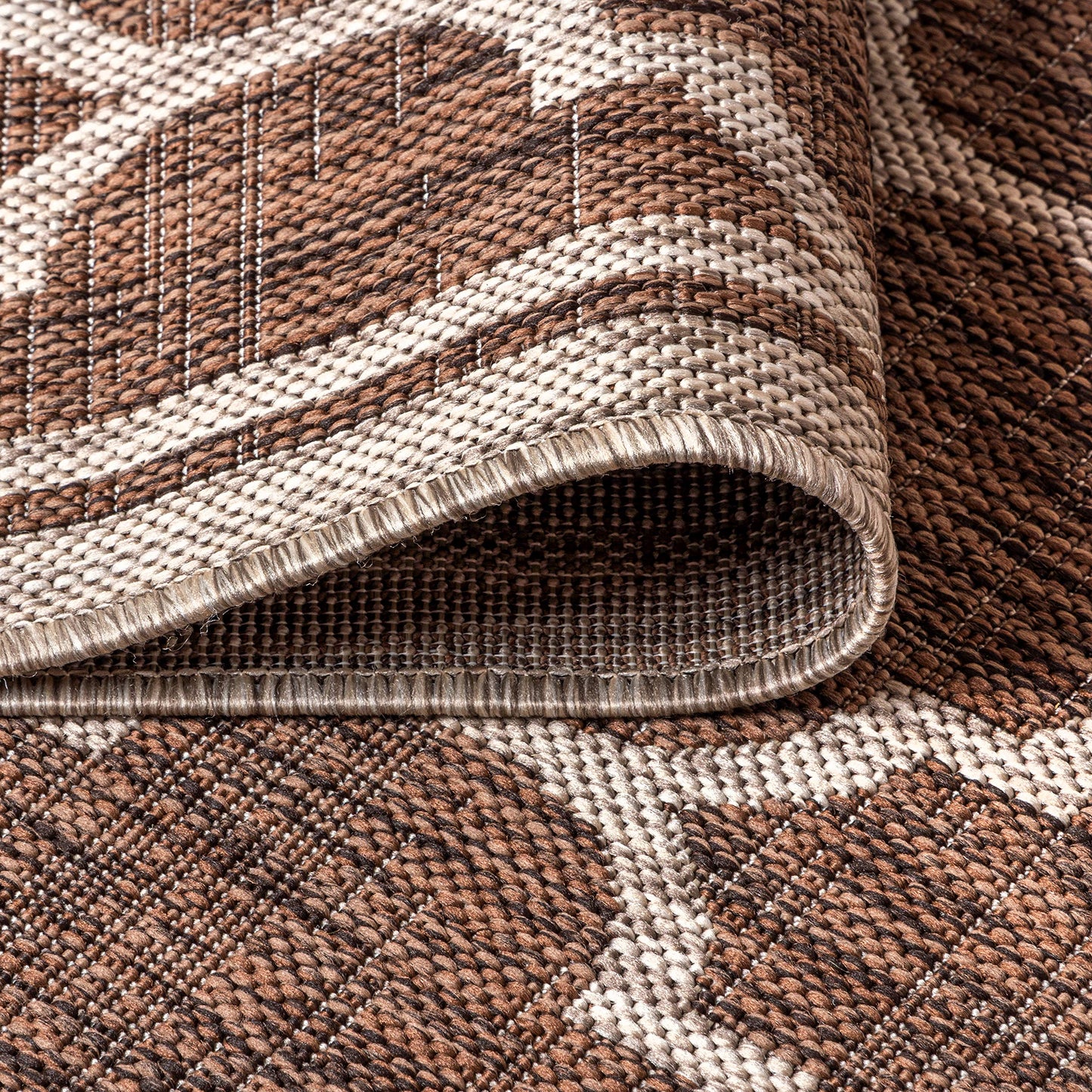 JONATHAN Y Moroccan Trellis Indoor Outdoor Area Rug 5X8 Espresso/Taupe, Trebol Textured Weave for Backyard, Patio, Porch, Easy-Cleaning, High Traffic, Pet-Friendly, Non-Shedding (SMB109B-5)