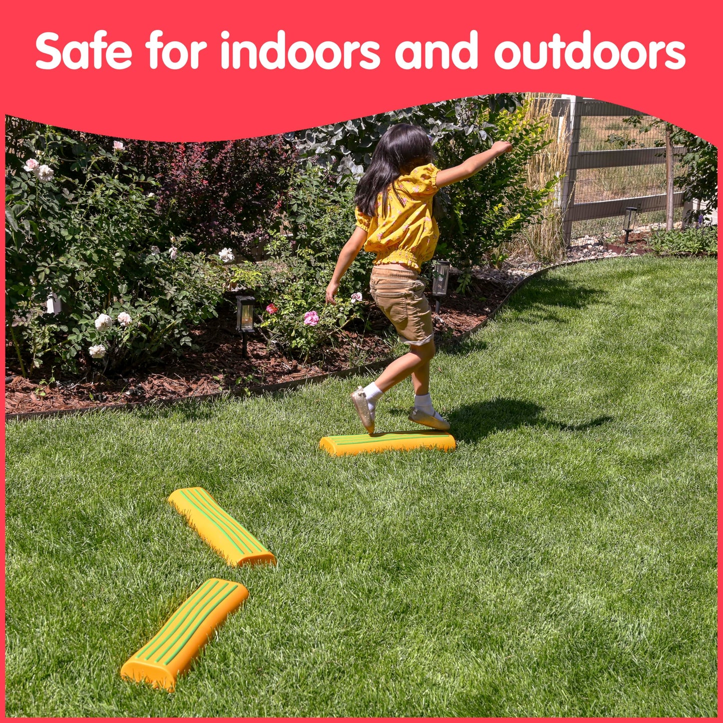 edxeducation Step-a-Trail | Logs | Set of 3 Balance Logs | Ages 18m+ | Obstacle Course for Kids | Indoor and Outdoor Toys for Toddlers | Build Gross Motor Skills