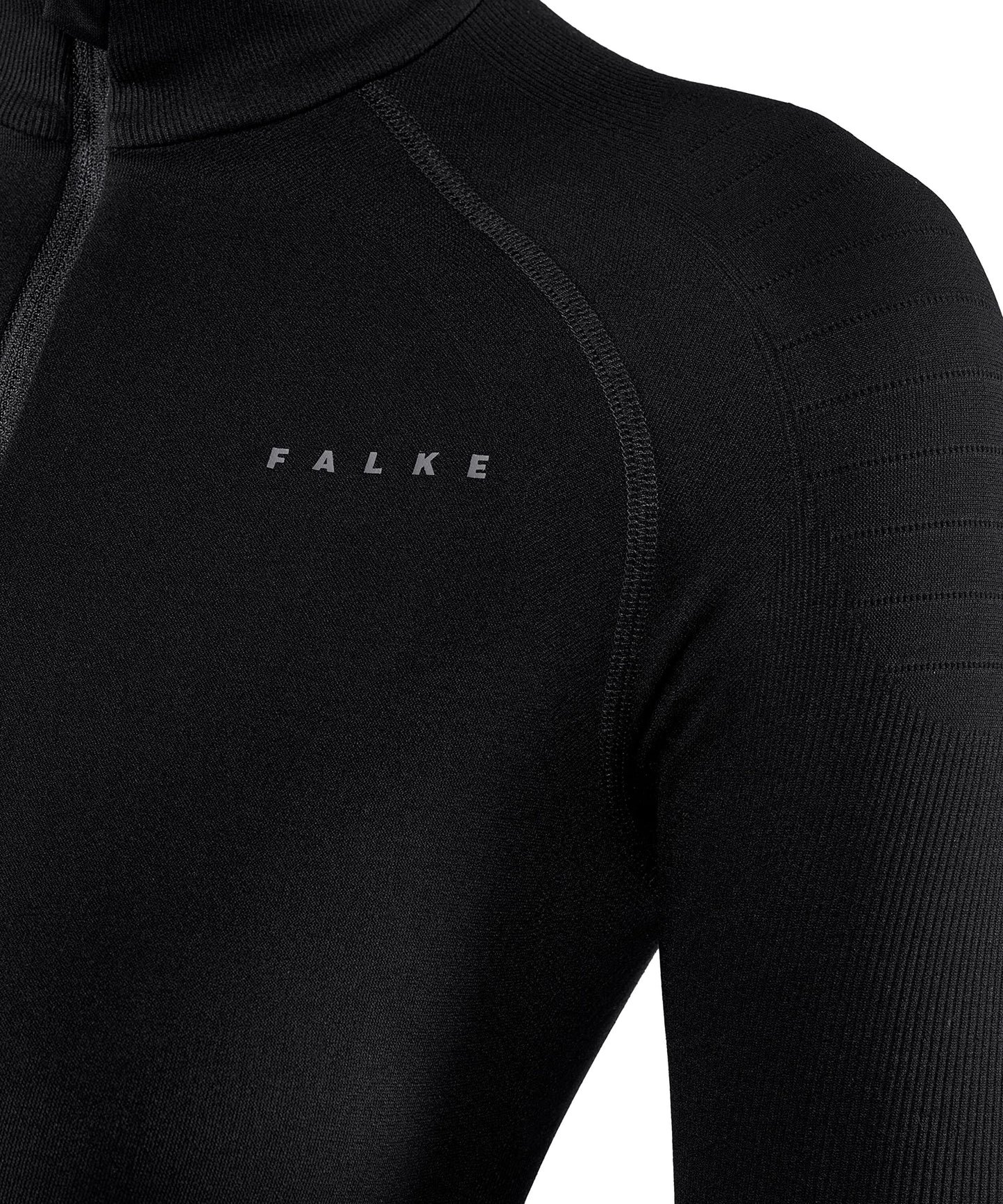 FALKE Women's Maximum Warm Tight Fit Zip Base Layer Top, Thermal Underwear, Cold Temps, Breathable Quick Dry, Nylon, Black (Black 3000), XS, 1 Piece