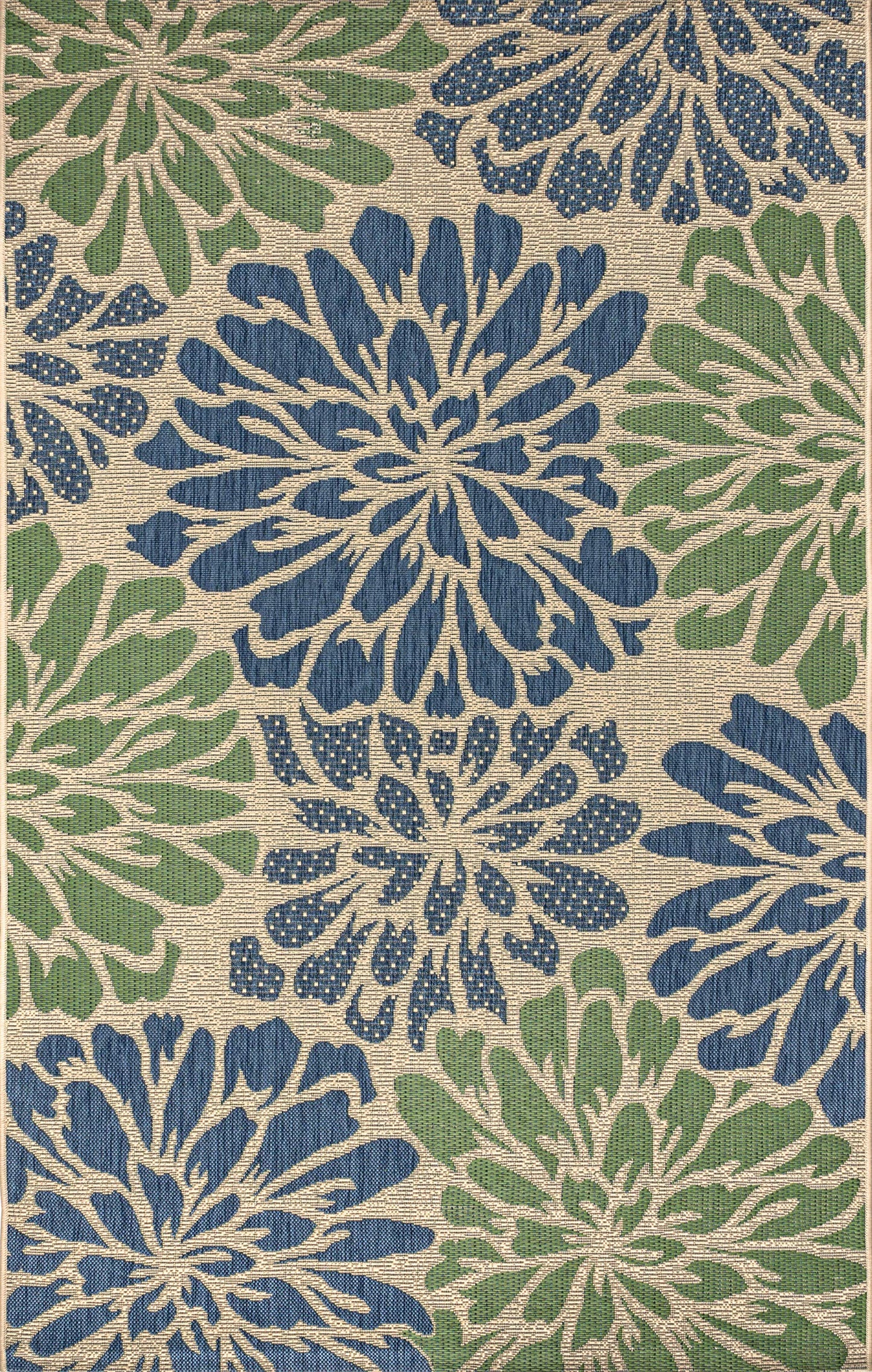 JONATHAN Y Floral Textured Weave Indoor Outdoor Area Rug 4X6 Navy/Green, Zinnia Modern for Backyard, Patio, Porch, Easy-Cleaning, High Traffic, Pet-Friendly, Non-Shedding (SMB110B-4)