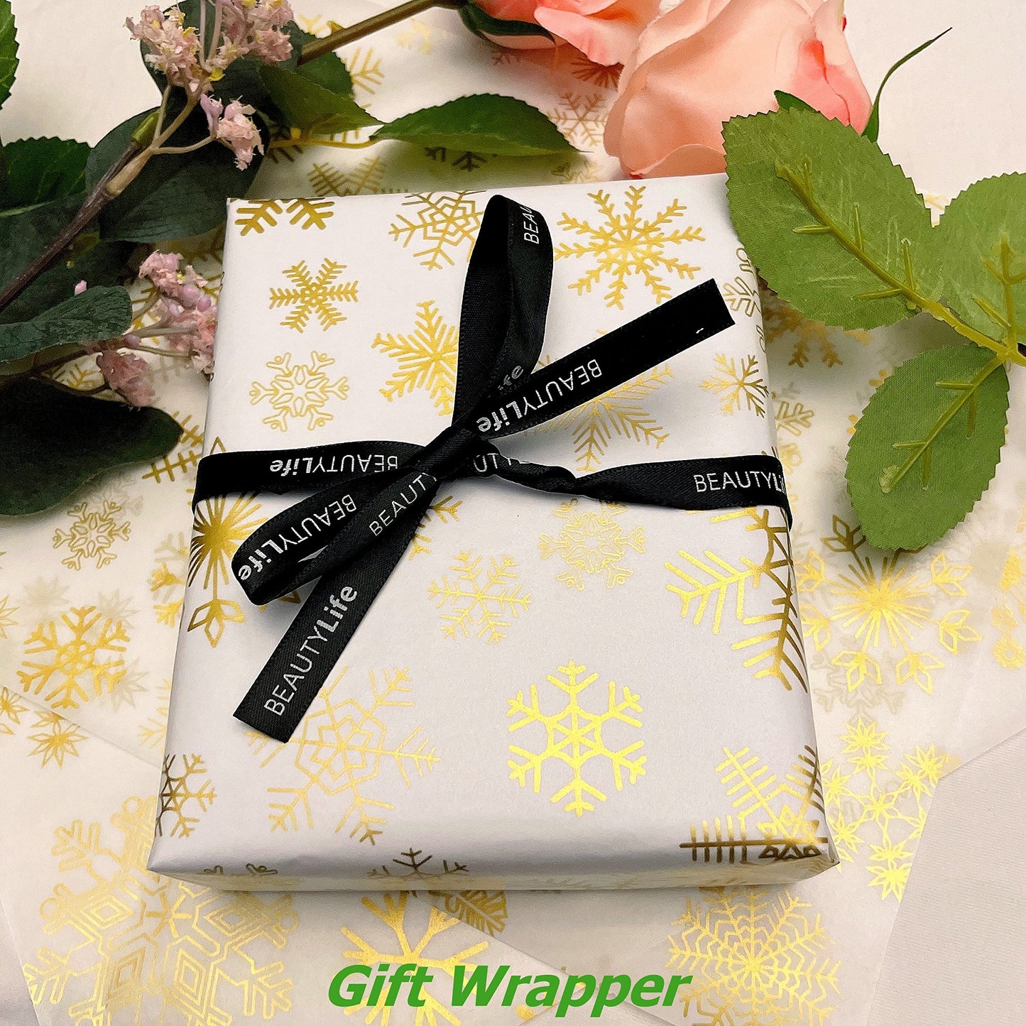 Suiwen Gold Snowflake Wax Paper Sheets Deli Wraps Tray&Basket Liner Deli Paper Wax Paper Baking Paper Colored Parchment Paper Greaseproof for Food (150), 25*22cm