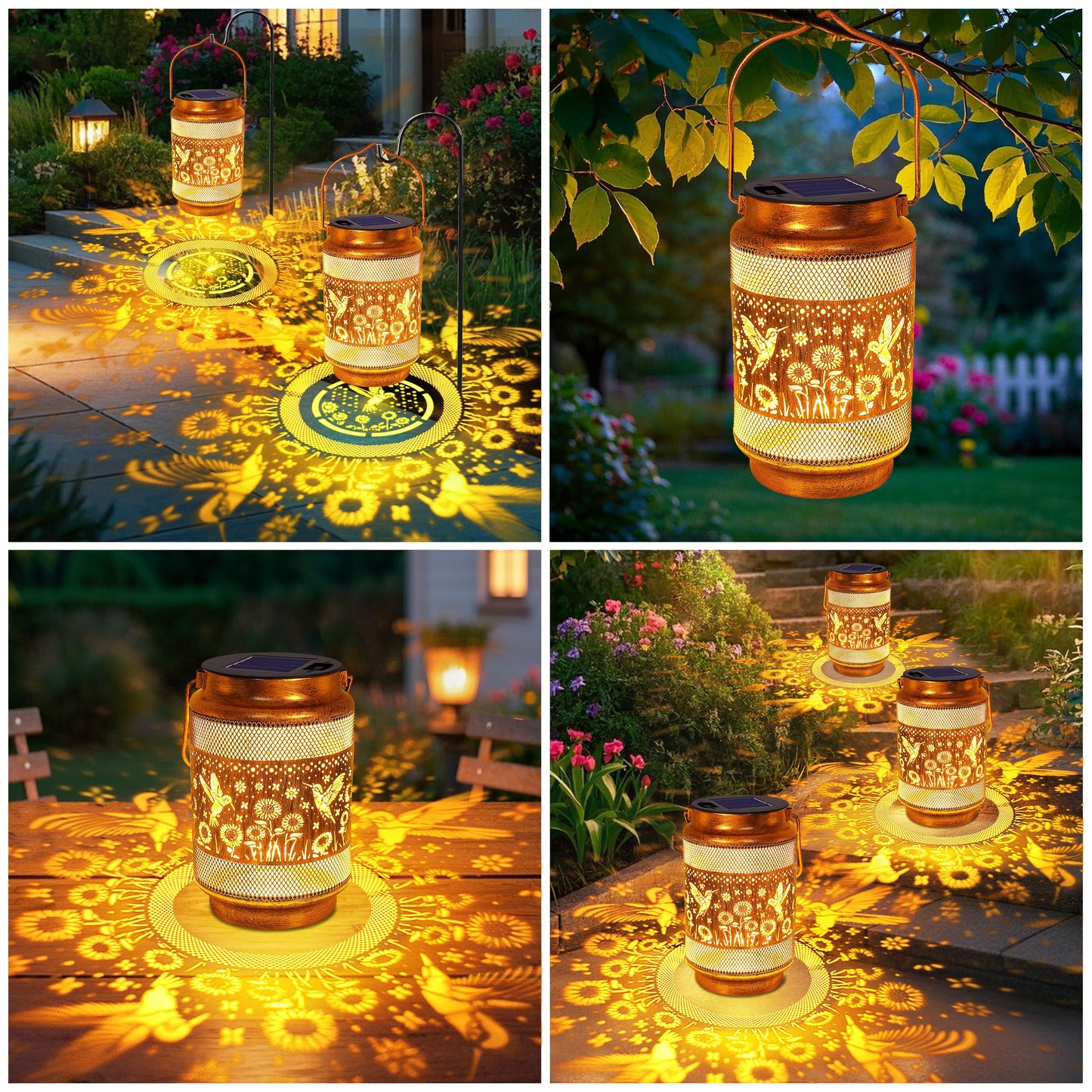 Mothers Day Gifts for Mom Women Grandma Birthday, Hummingbird Solar Lanterns Outdoor Waterproof Garden Decor, Metal Hanging Solar Lights for Yard Patio Pathway Backyard Porch